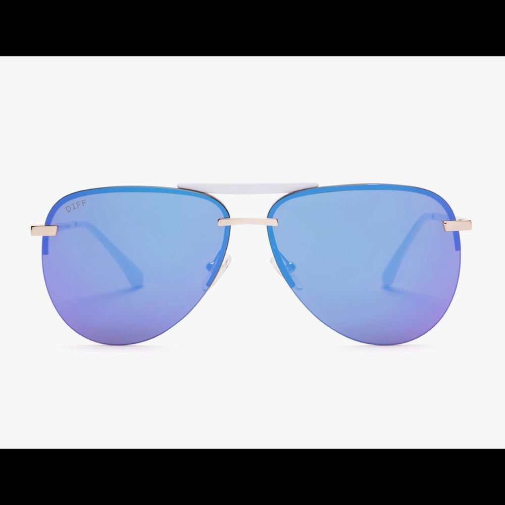 DIFF Tahoe Gold Purple Mirror aviator sunglasses